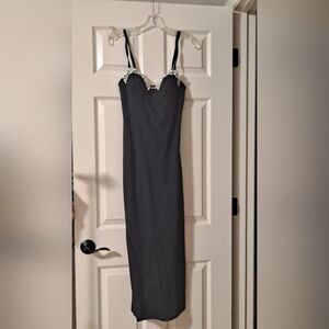 Vintage 80s/90s Contempo Casuals Black Bustier Formal Dress w/ Matching Gloves